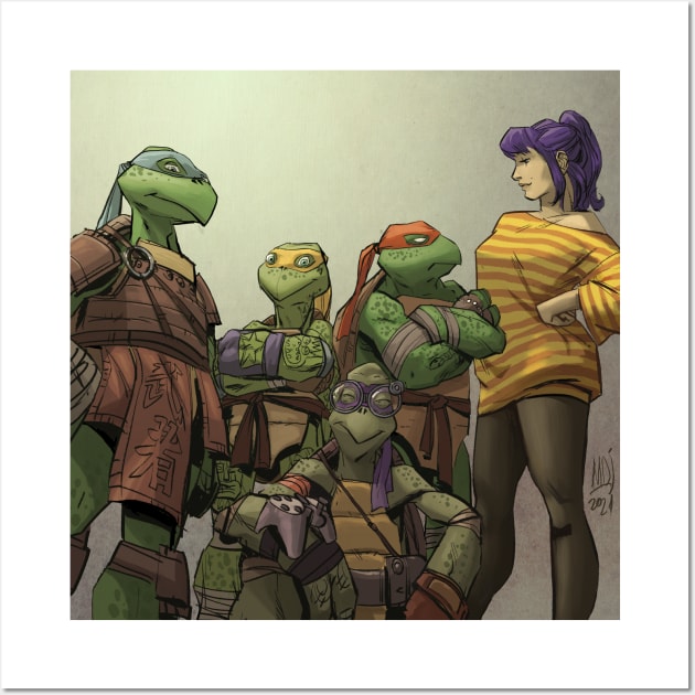 Teenage mutant ninja turtles and April O'Neil Wall Art by markodjeska